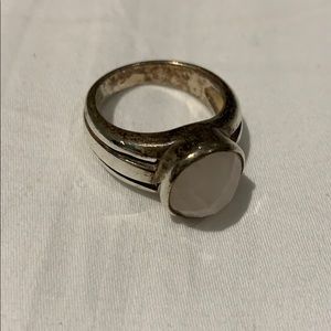 Rose quartz and sterling silver ring